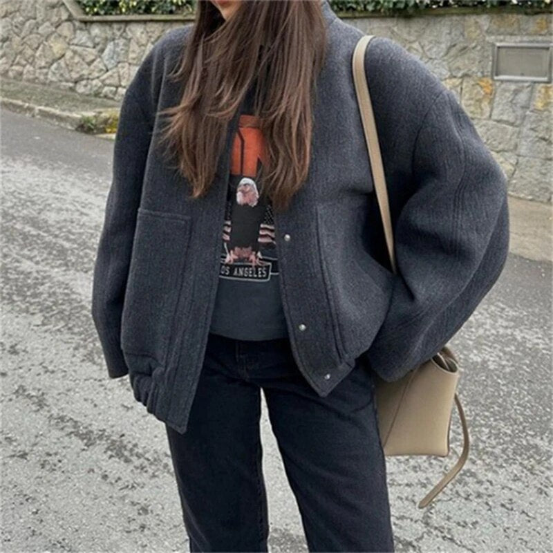 Levoire | Veste Bomber Décontractée Ample Dragons gris