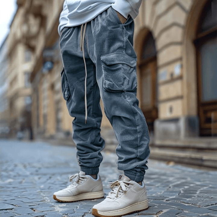 Levoire | Pantalon Cargo Velours Côtelé Homme Bleu clair