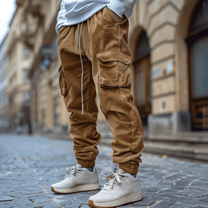 Levoire | Pantalon Cargo Velours Côtelé Homme Khaki