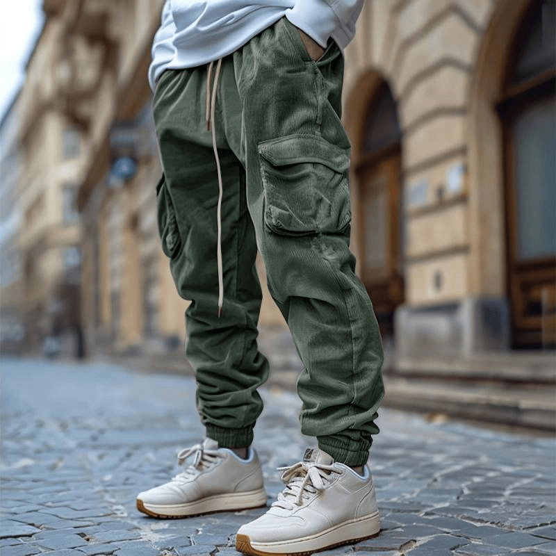Levoire | Pantalon Cargo Velours Côtelé Homme vert olive
