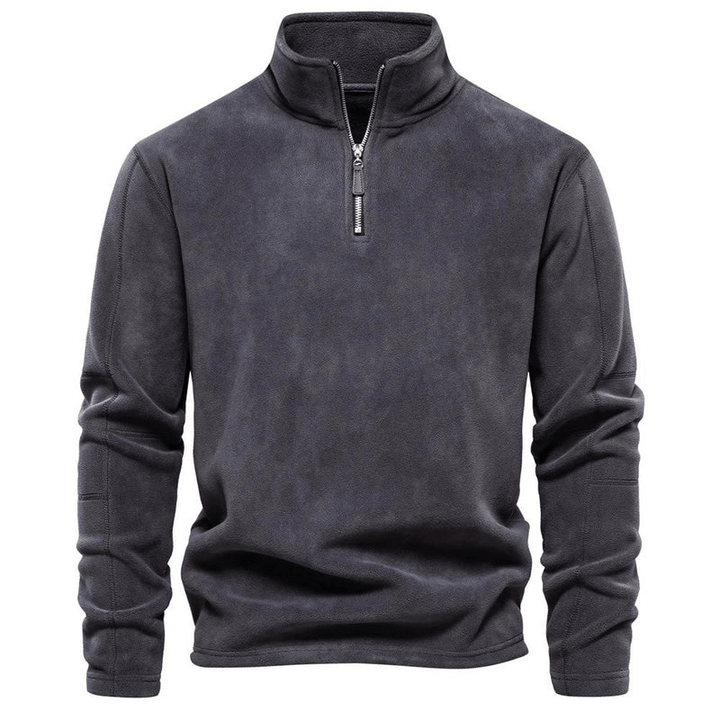Levoire | Homme Fleece Demi-Zip Pull Décontracté Pullover Pullover Gris foncé
