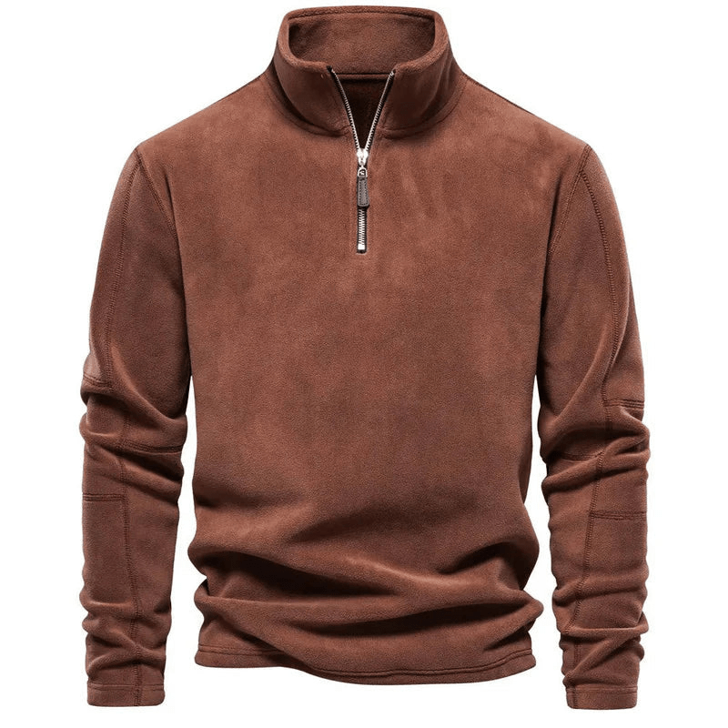 Levoire | Homme Fleece Demi-Zip Pull Décontracté Pullover Pullover Café