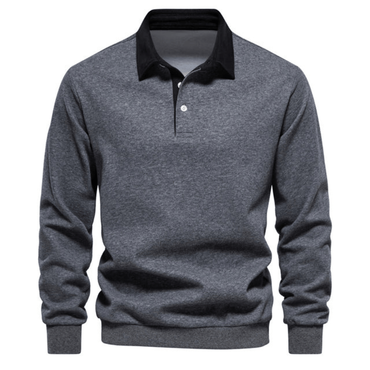 Levoire | Polo pull stylé à manches longues pour hommes Gris foncé