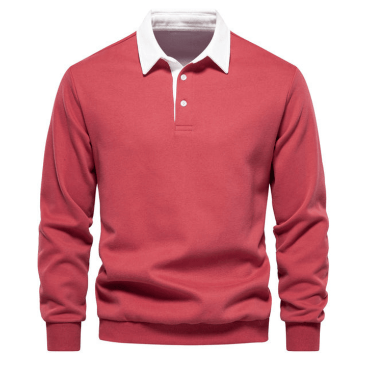 Levoire | Polo pull stylé à manches longues pour hommes Rot
