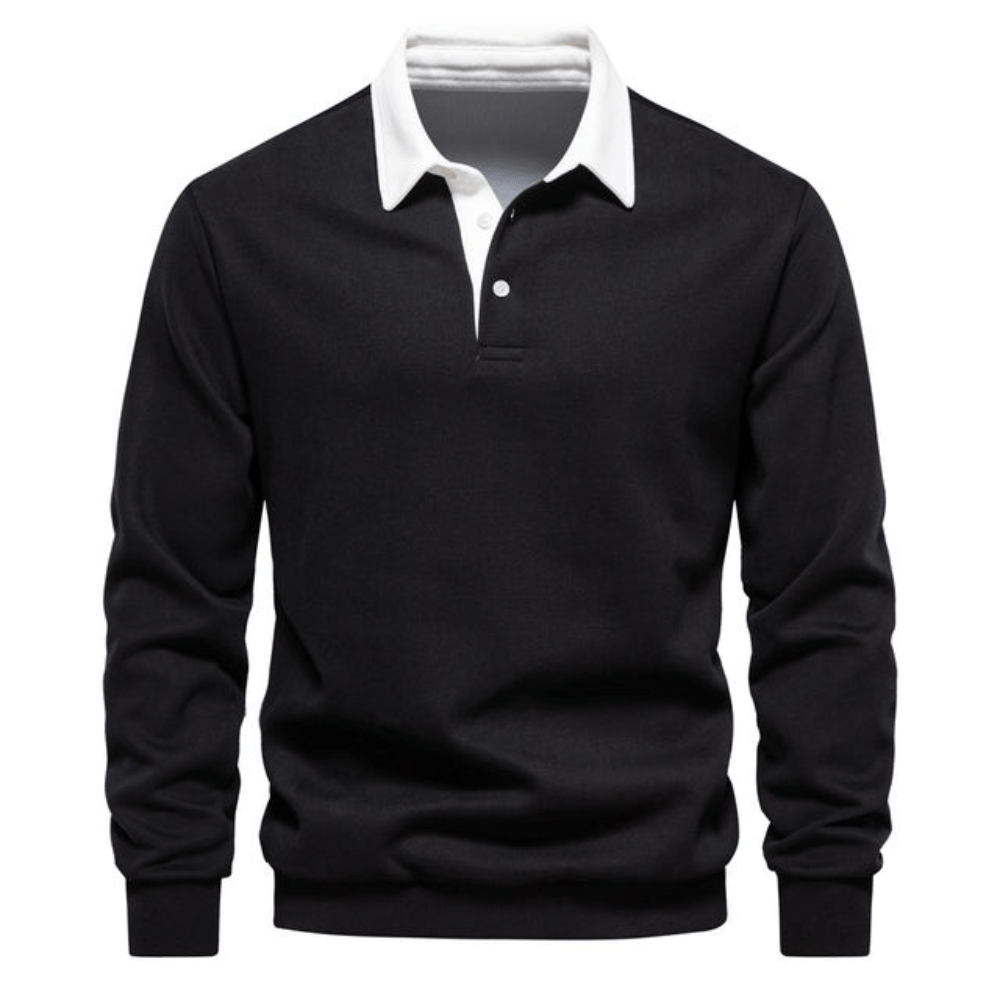 Levoire | Polo pull stylé à manches longues pour hommes Noir
