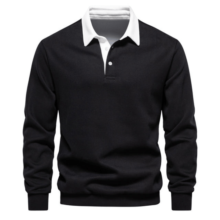Levoire | Polo pull stylé à manches longues pour hommes Noir