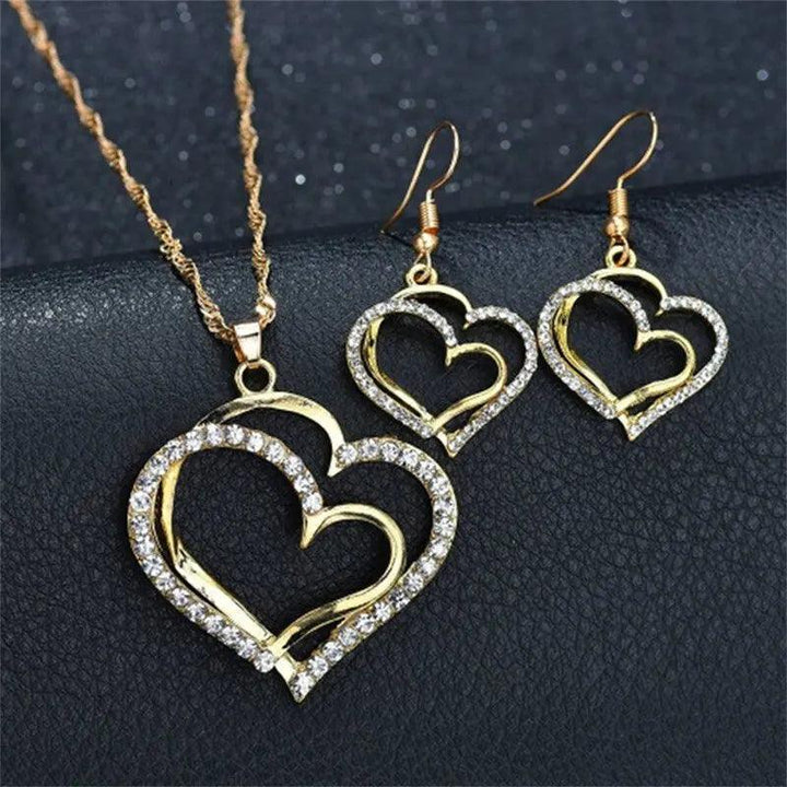 Levoire | Doppelherz Strass Collier & Ensemble De Boucles D'Oreilles