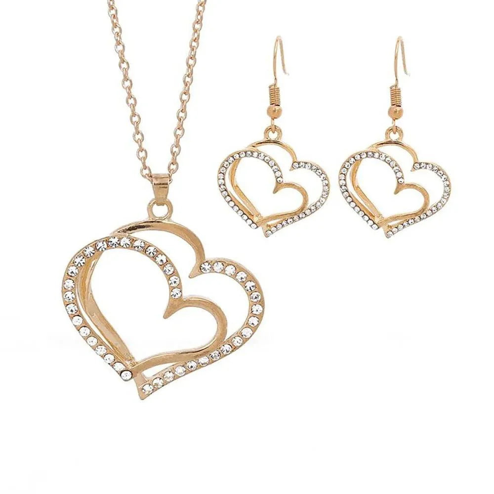 Levoire | Doppelherz Strass Collier & Ensemble De Boucles D'Oreilles