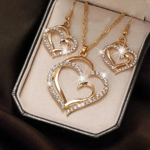 Levoire | Doppelherz Strass Collier & Ensemble De Boucles D'Oreilles