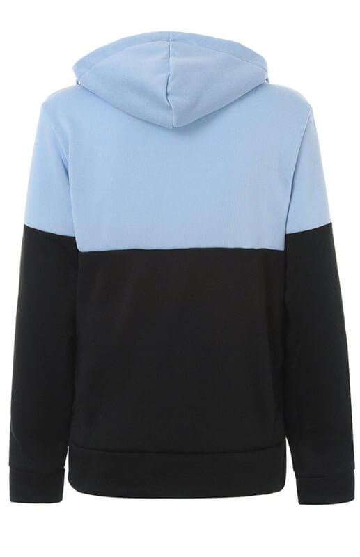 Levoire | Sweat à capuche zippé à deux couches avec blocs de couleur à manches longues Plus velours college sweatshirt