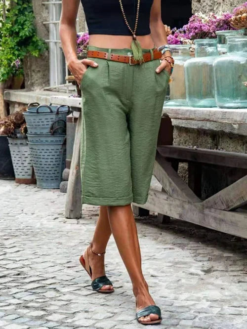 Levoire | Shorts En Coton Uni Pour Femmes vert armée