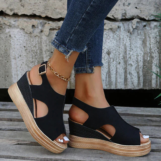 Levoire | Sandales Compensées À La Mode Noir