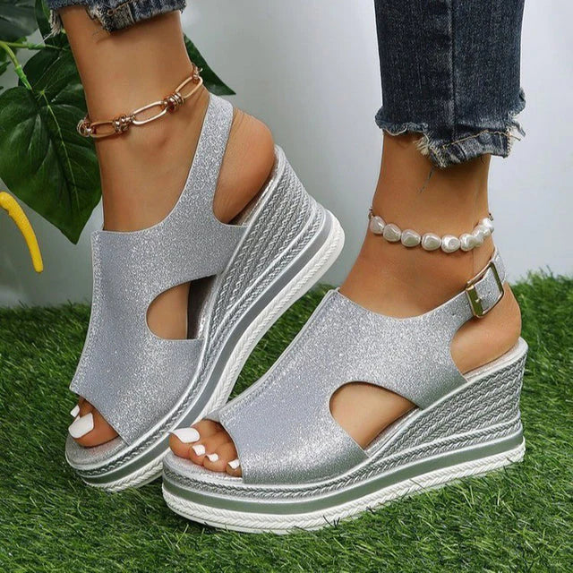 Levoire | Sandales Compensées À La Mode Argent