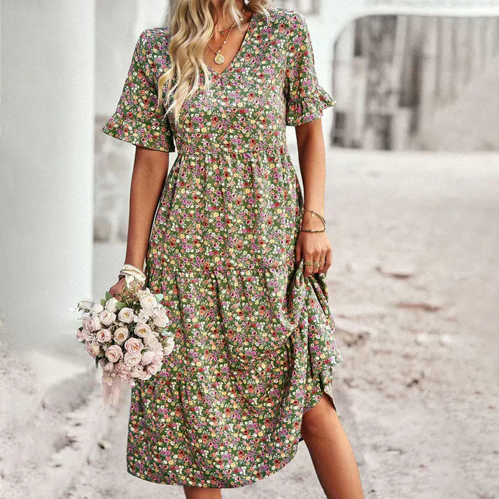 Levoire | Femme Robe midi à fleurs Vert