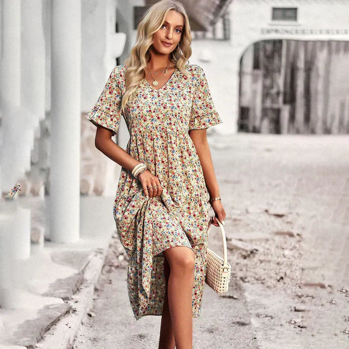 Levoire | Femme Robe midi à fleurs Abricot