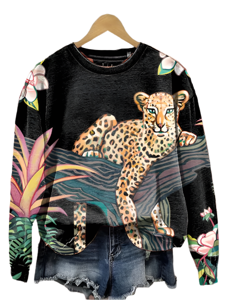 Levoire | Sweat-Shirt À Manches Longues Avec Motif Animal Et Floral Pour Femmes Mouvement 2