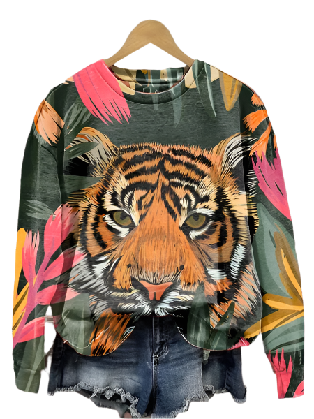Levoire | Sweat-Shirt À Manches Longues Avec Motif Animal Et Floral Pour Femmes Jaune