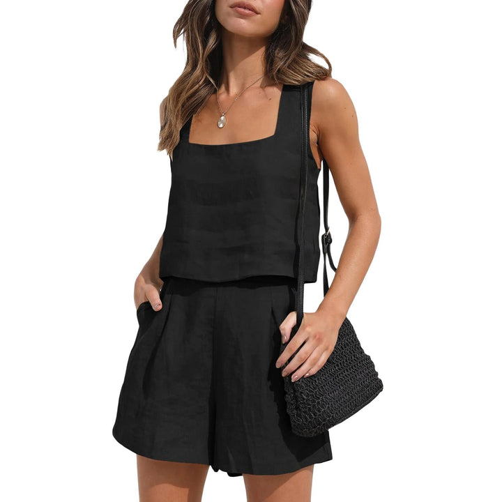 Levoire | Haut Joli Top À Encolure Carrée Et Shorts Avec Poches Noir