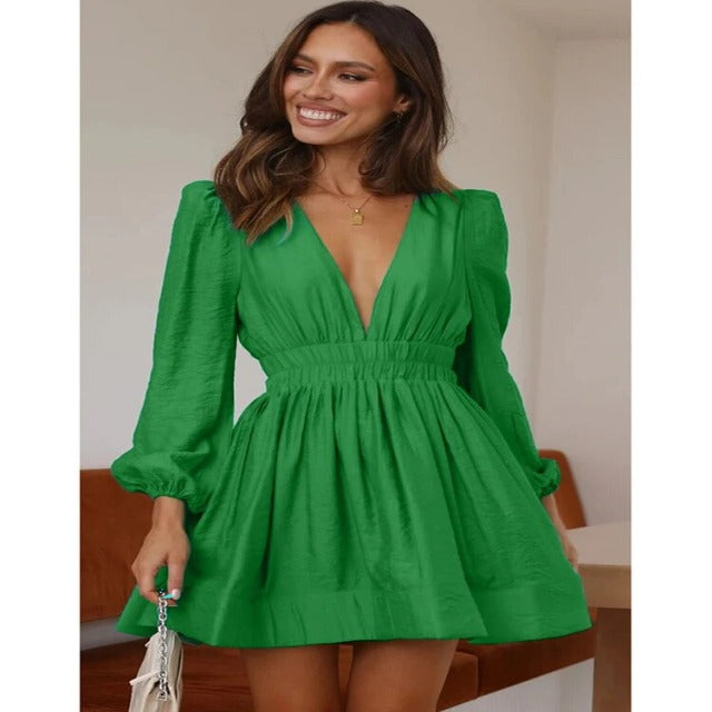 Levoire | Robe Élégante À Col En V Profond Pour Femme Vert