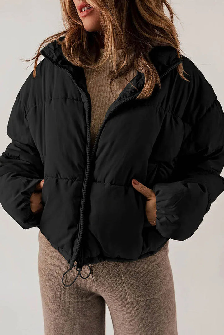 Levoire | Veste En Doudoune À Col Montant À Manches Longues Avec Zip Noir