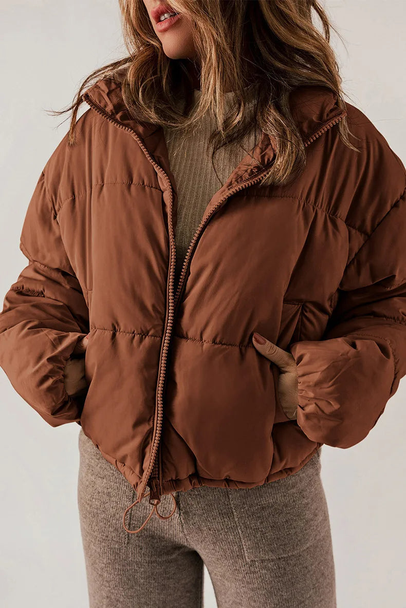 Levoire | Veste En Doudoune À Col Montant À Manches Longues Avec Zip Braun
