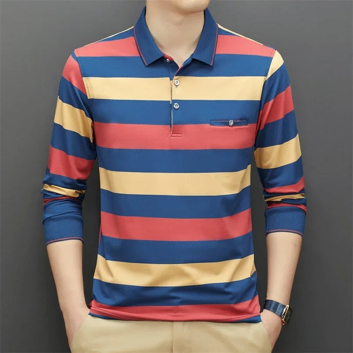 Levoire | Polo Homme Manches Longues Rouge-bleu-jaune