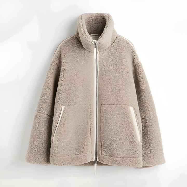 Levoire | Veste En Sherpa Pour Femmes Avec Fermeture Éclair Khaki