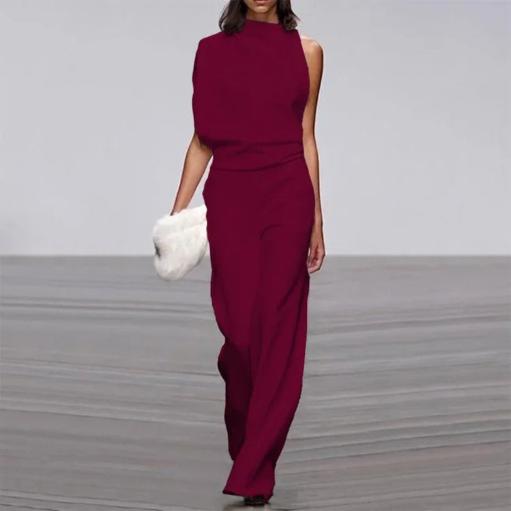 Levoire | Mono Soft Sans Manches Pantalon Large - Salopette D'Été Pour Femmes Rouge bourgogne