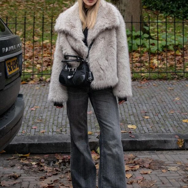 Levoire | Manteau En Fausse Fourrure Élégant Avec Col Surdimensionné