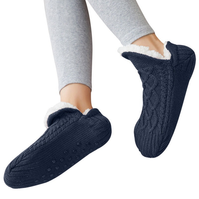 Levoire | Chaussons Doublés Brillants Avec Semelle Anti-Dérapante Pour Hommes Et Femmes Marin