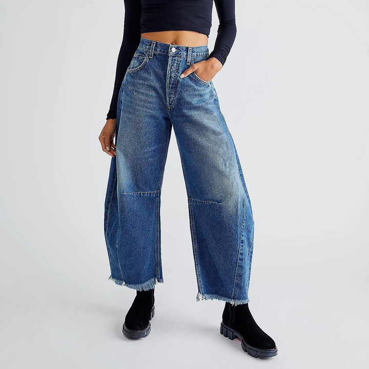 Levoire | Pantalon Femme Large Et Moderne Marine Bleu