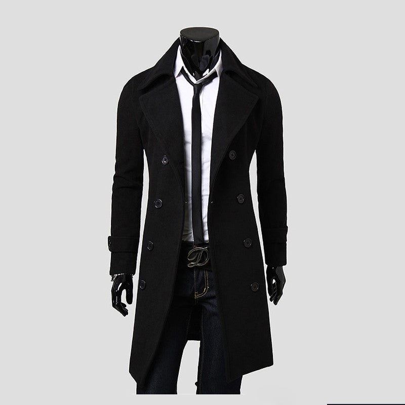 Levoire | Manteau En Laine À Double Bouton Enger Avec Revers Élégants Noir