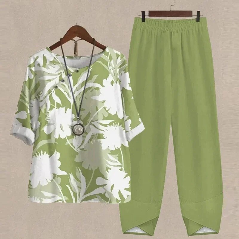 Levoire | Tenue Imprimé Moderne Fleur Vert