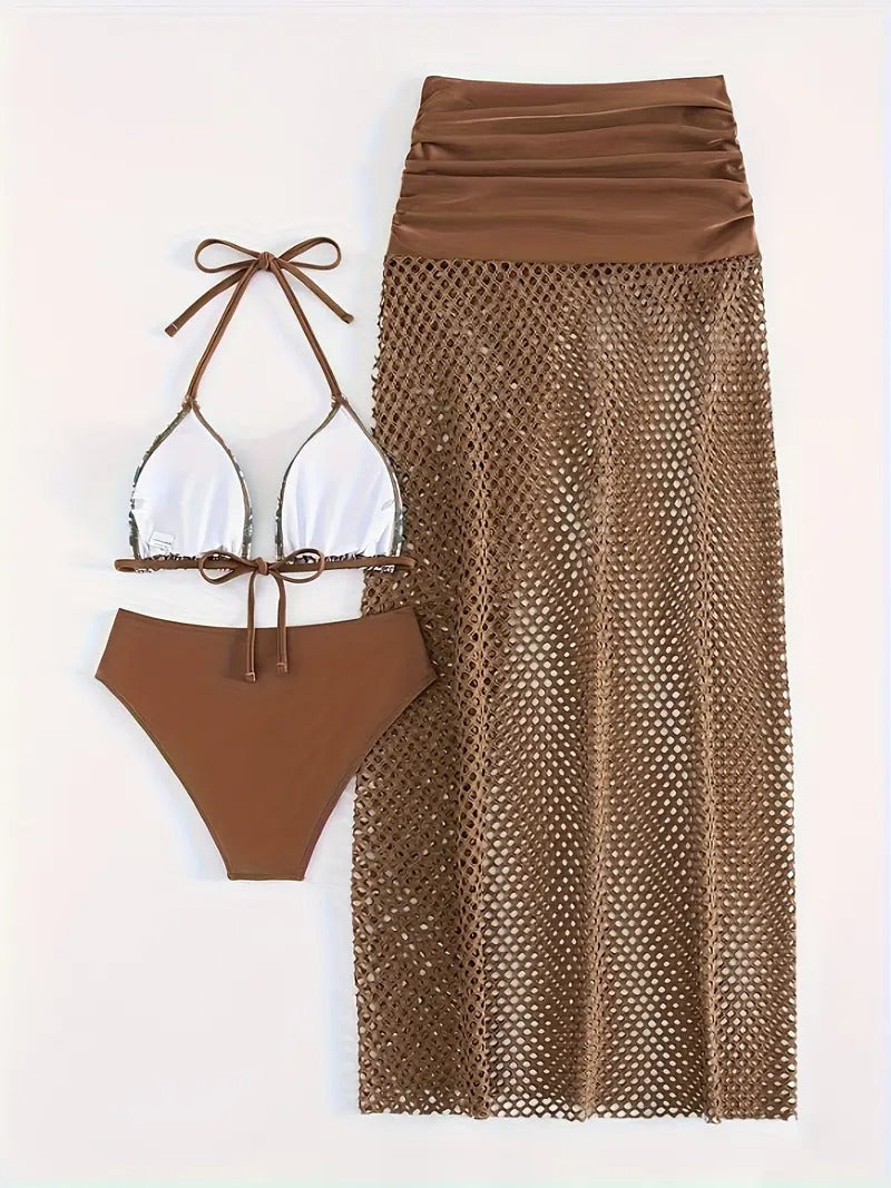 Levoire | Ensemble De Bikini Trois Pièces Avec Imprimé Tribal Pour Femmes