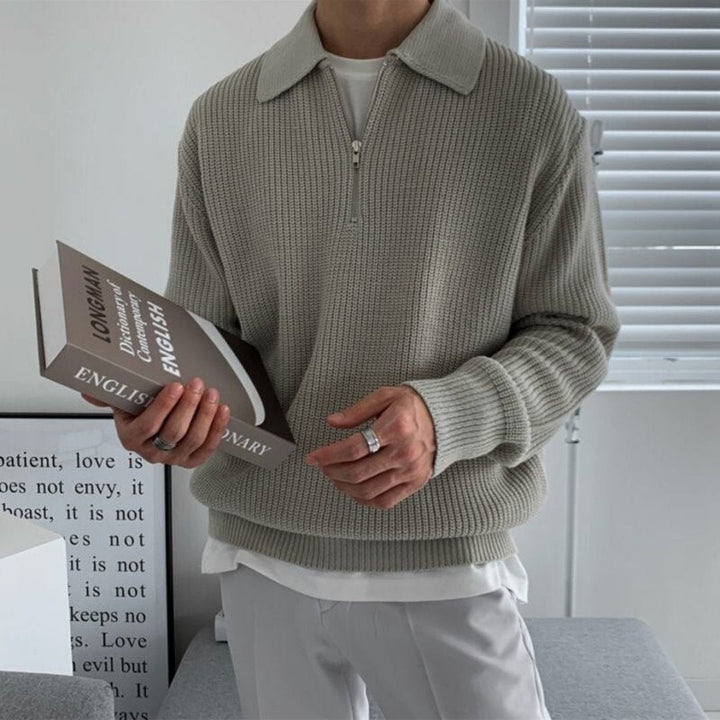 Levoire | Tricot À Manches Longues Pour Homme | Fermeture Éclair Gris