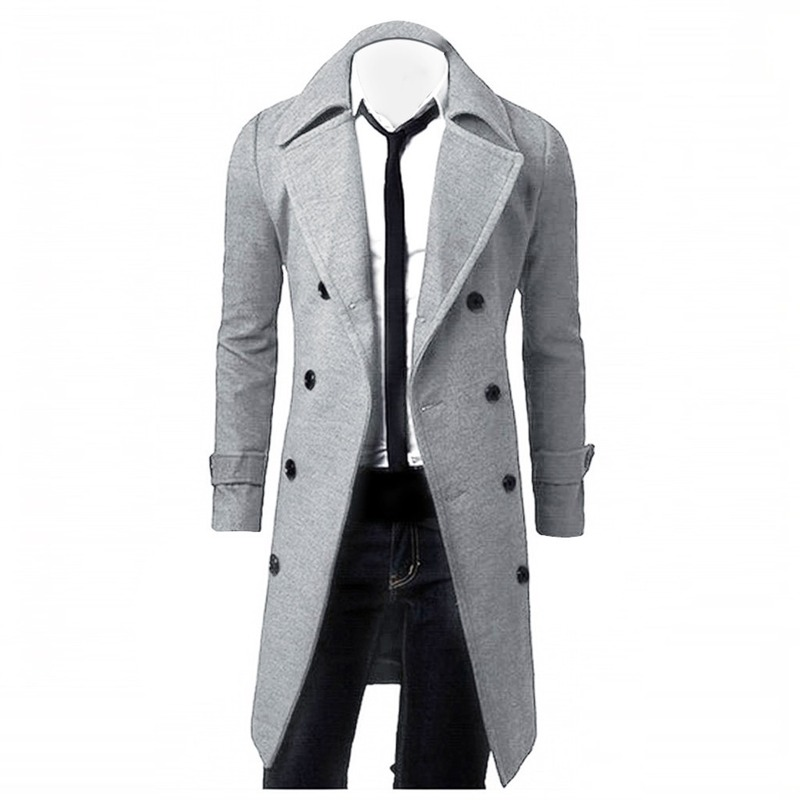 Levoire | Manteau En Laine À Double Bouton Enger Avec Revers Élégants Gris