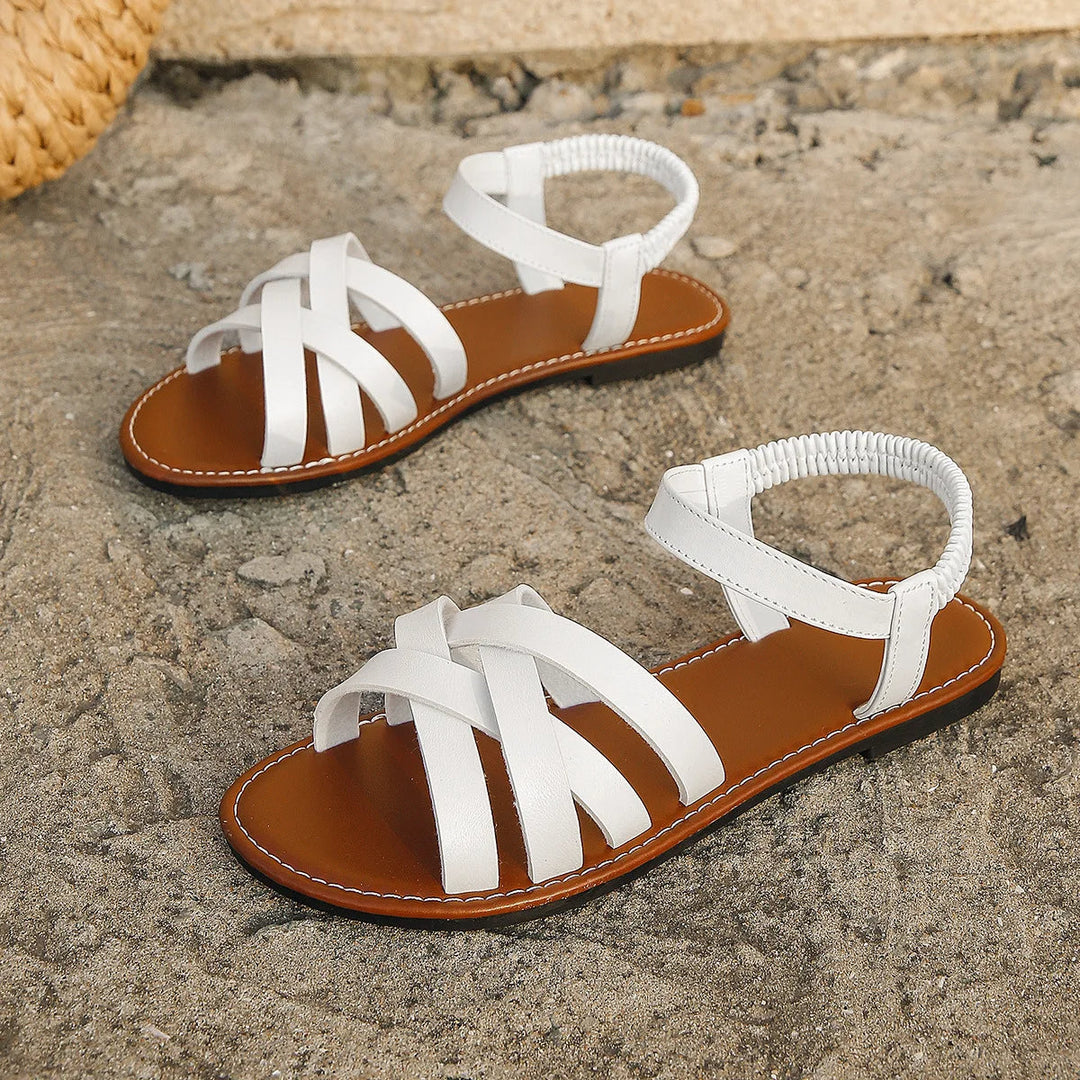 Levoire | Sandales Ouvertes De Style Romain, À Semelle Plate Blanc