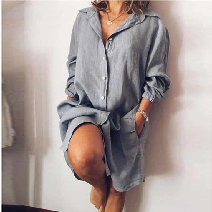 Levoire | Blouse Estivale En Lin Avec Coupe Fluide Gris