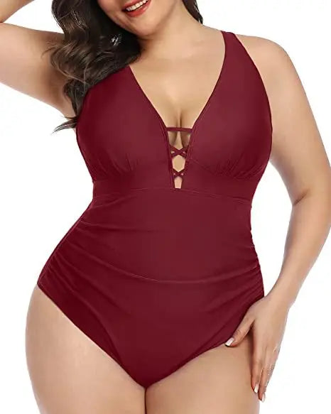 Levoire | Maillot De Bain Floral Décolleté En V Séduisant Rot