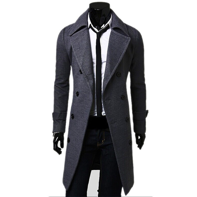 Levoire | Manteau En Laine À Double Bouton Enger Avec Revers Élégants Gris foncé