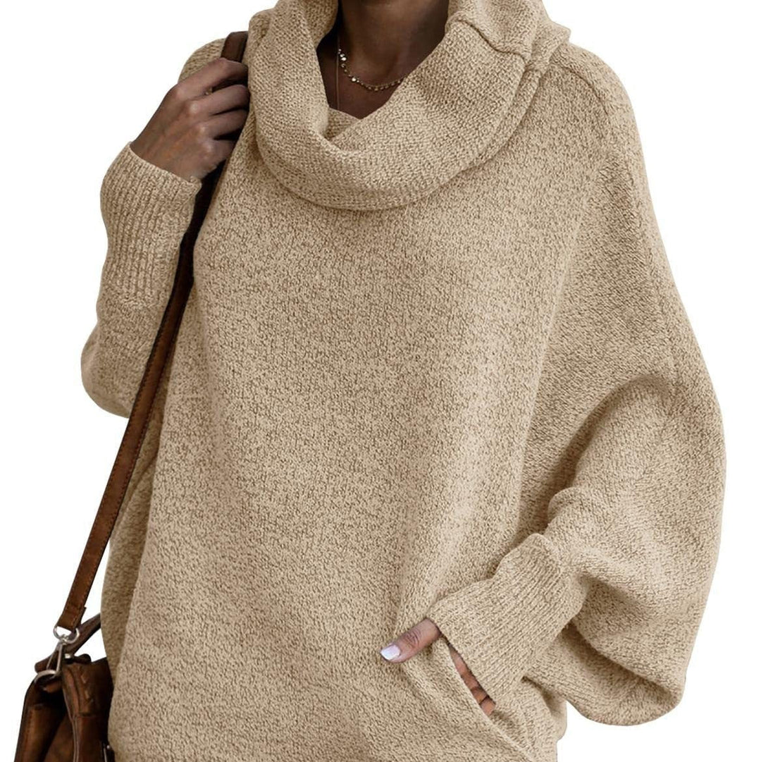 Levoire | Loose Short Lantern Sleeve Cuff Collar Sweater Jacket With Pockets Khaki