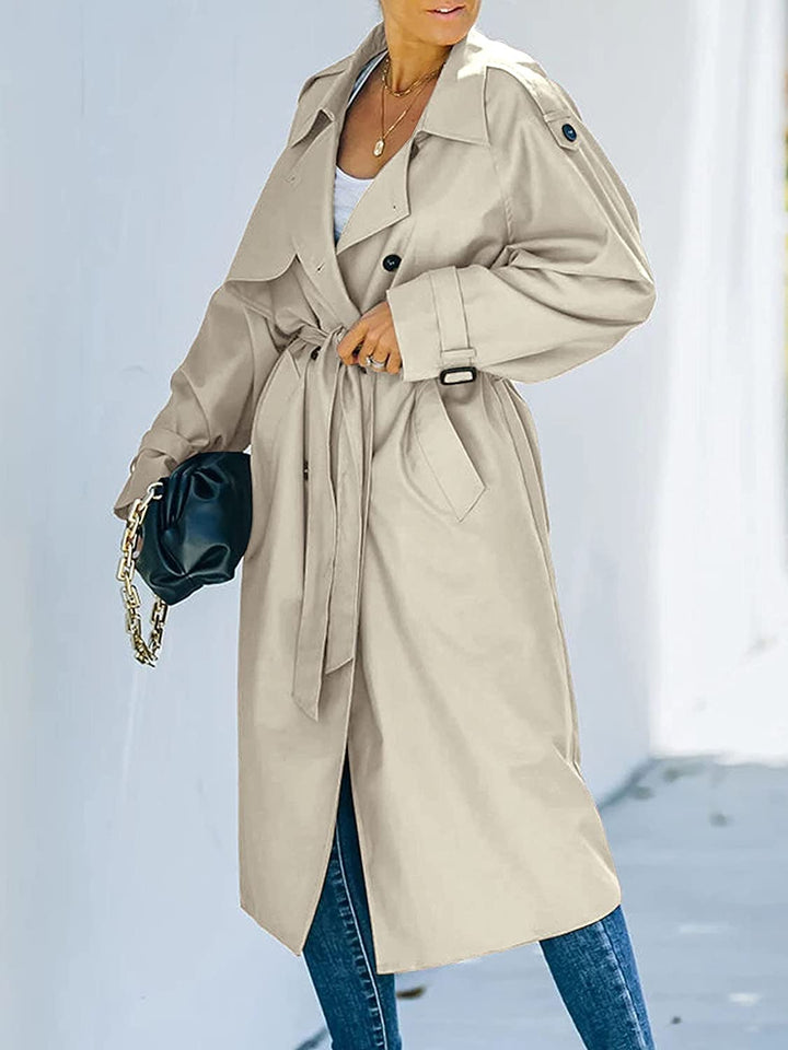 Levoire | Trench Coat Long Femme À Double Boutonnage Kaki