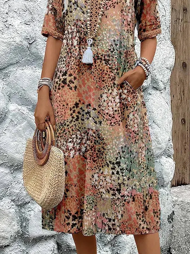 Levoire | Robe Midi Avec Un Imprimé Vivant