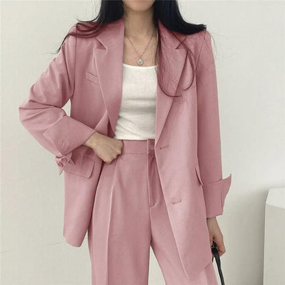 Levoire | Sur Mesure Blazer Et Pantalons Droits Set Pour Femmes Rosa