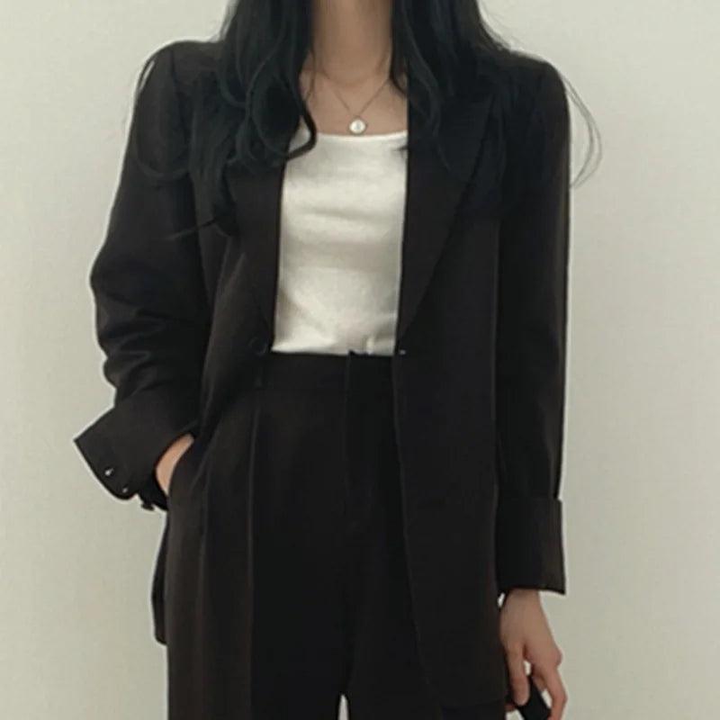 Levoire | Sur Mesure Blazer Et Pantalons Droits Set Pour Femmes Noir