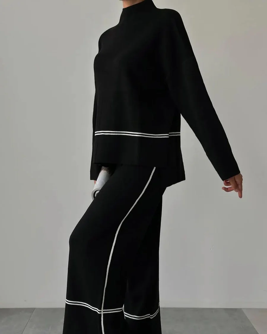 Levoire | Femmes Colorblock Deux Pièces Tenue Pour Un Usage Quotidien Noir