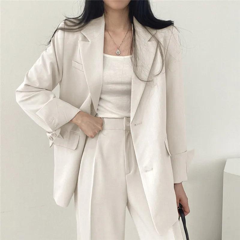 Levoire | Sur Mesure Blazer Et Pantalons Droits Set Pour Femmes Blanc