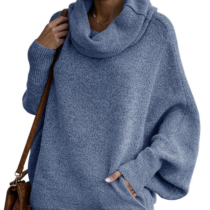 Levoire | Loose Short Lantern Sleeve Cuff Collar Sweater Jacket With Pockets Bleu