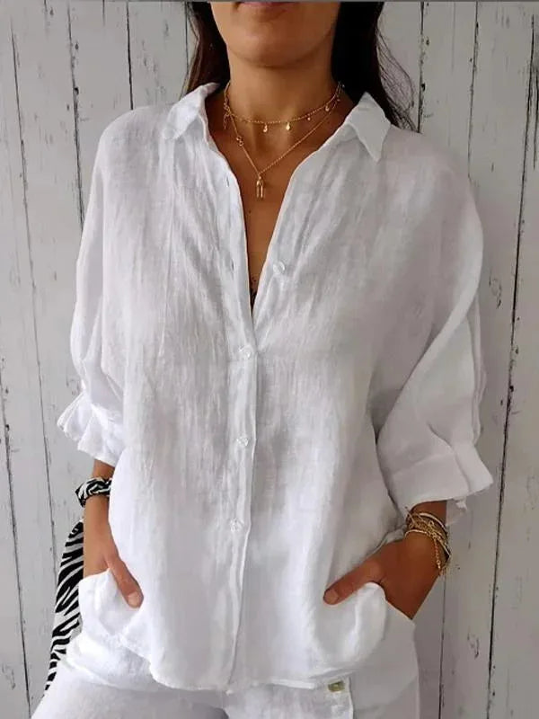 Levoire | Blouse Femme En Lin Élégante Blanc