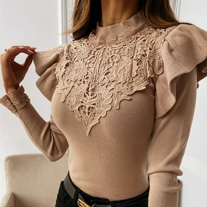 Levoire | Pull Avec Col, Volants Et Dentelle_Détails